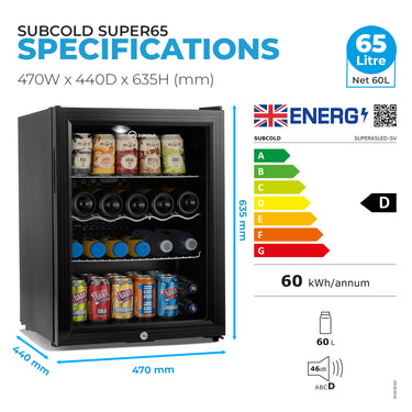 Subcold Super 65 LED Beer Fridge - Black | Refurbished